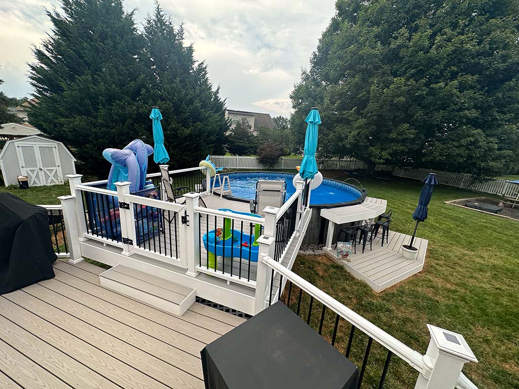 Above ground pool and deck