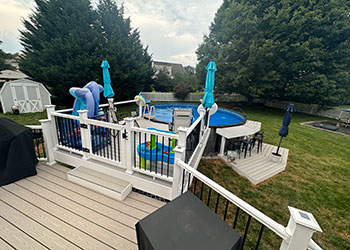 Above ground pool deck