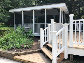 Patio, steps, firepit, lighting